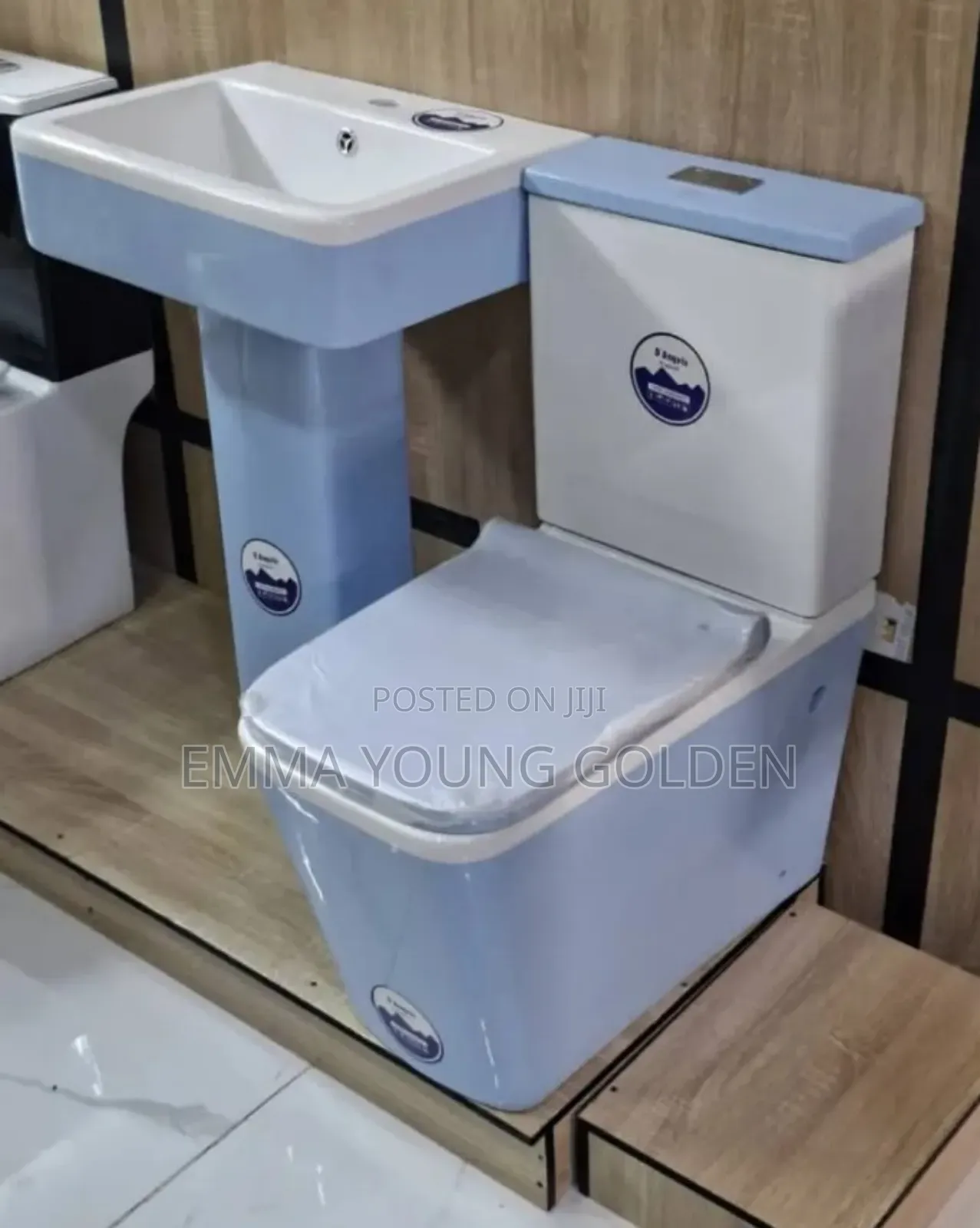 Combination of Sky Blue and White Ceramic Wc