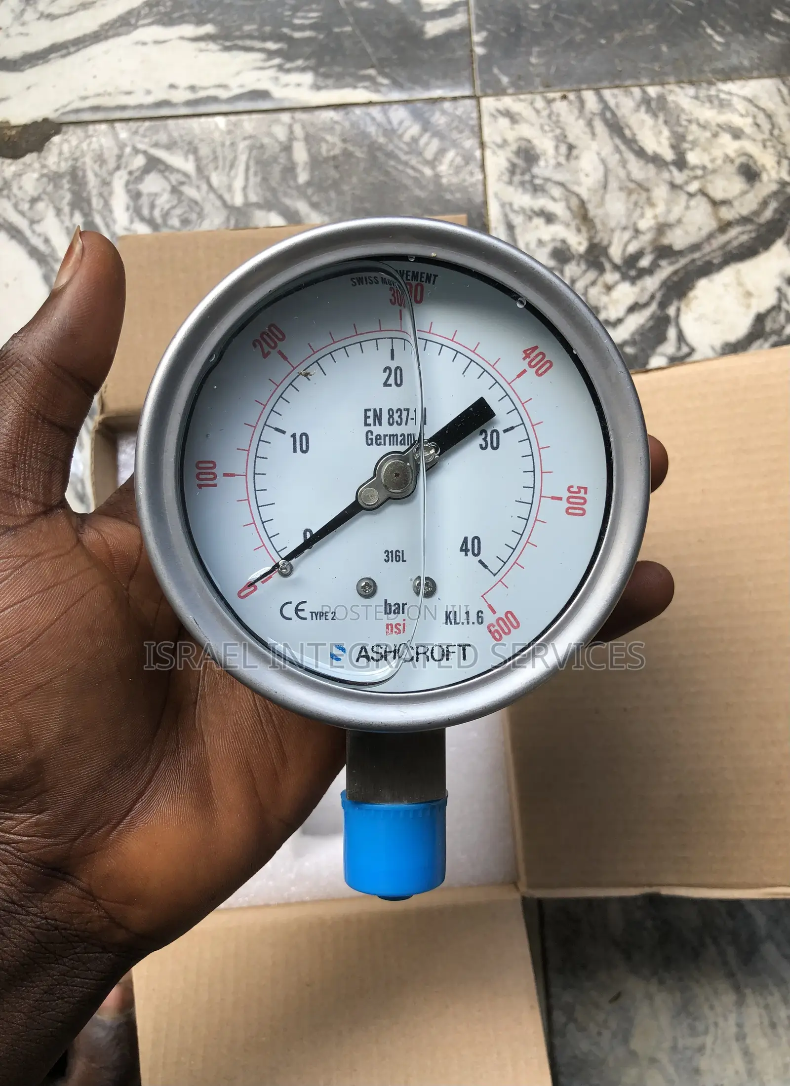 Ashcroft Pressure Gauge 100mm X 1/2” 0 to 600 Bar/Ps