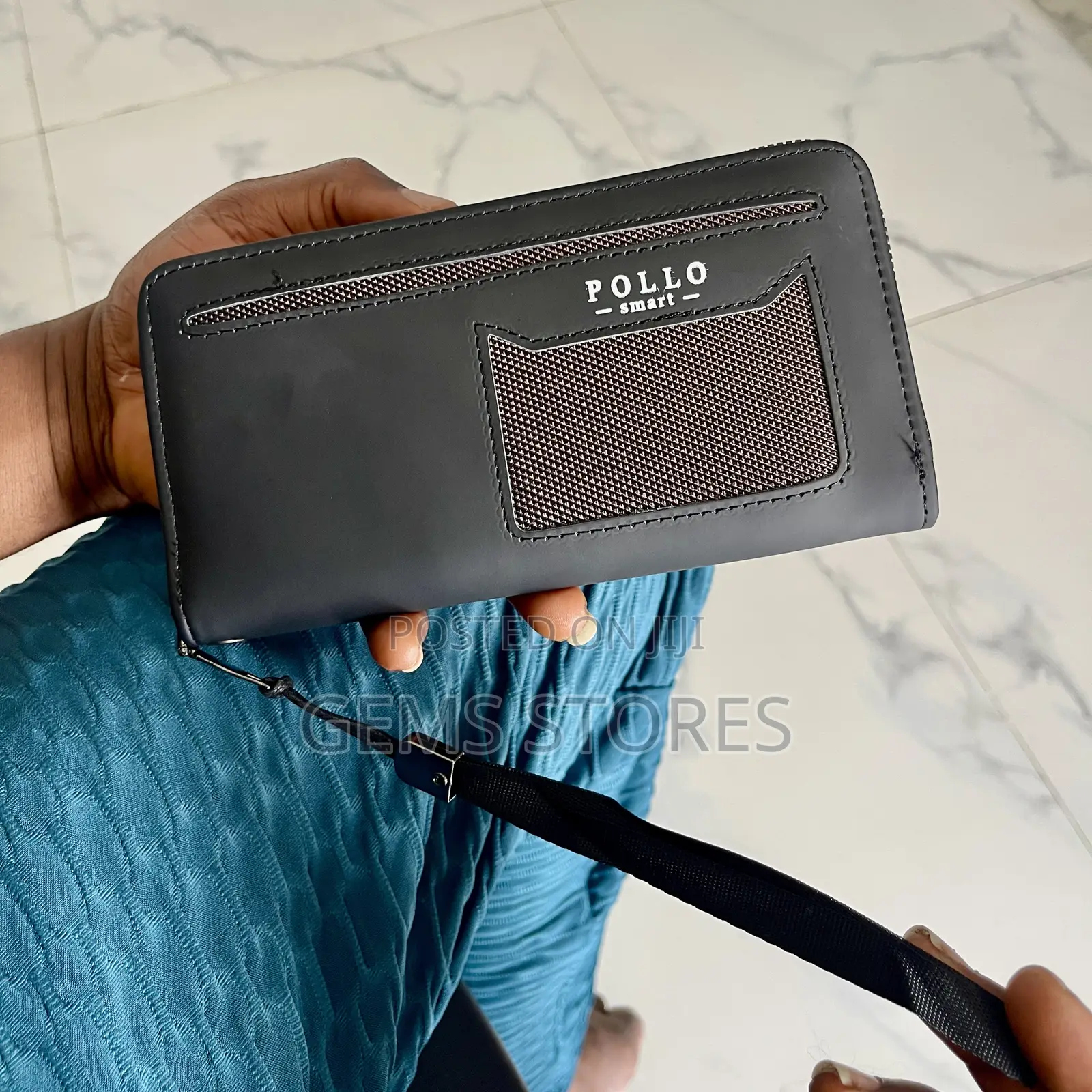 Pollo Smart Executive Zip-Around Clutch Wallet With Wrist Strap