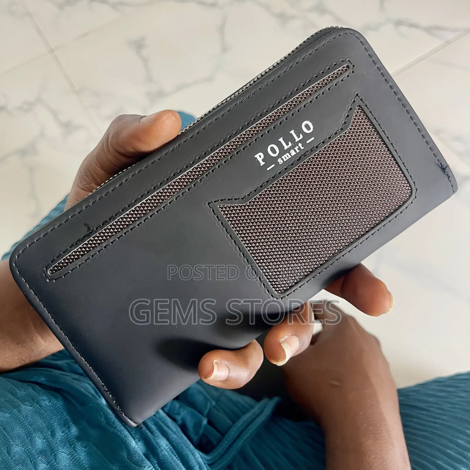 Pollo Smart Executive Zip-Around Clutch Wallet With Wrist Strap