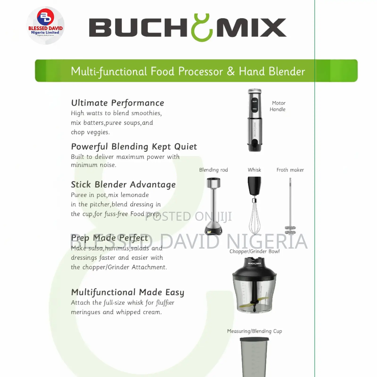 4 In 1 Multi Function Food Chopper With Turbo Stick
