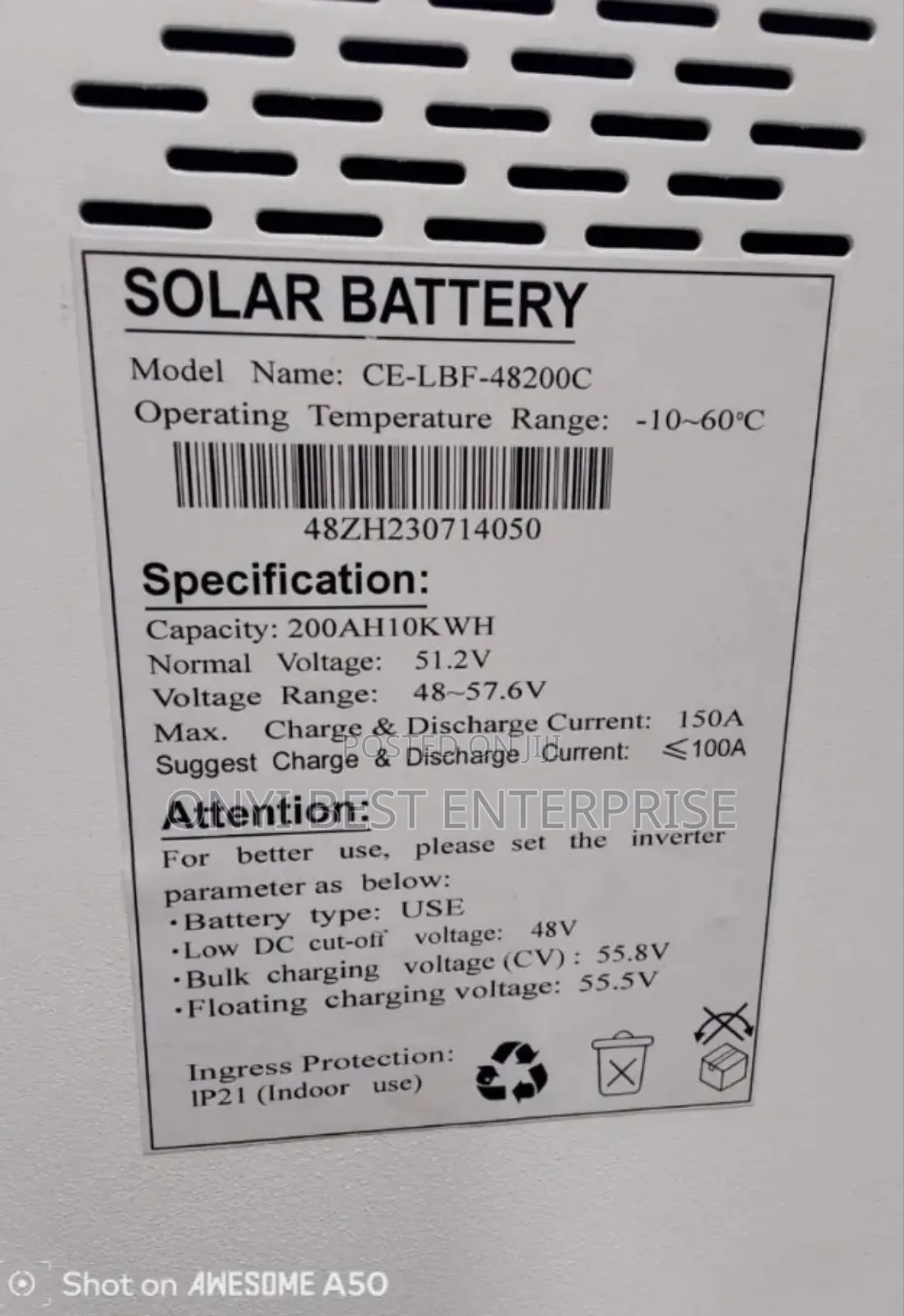 C Worth Energy 10kwh -48v Lithium Ion Battery Available Brand New