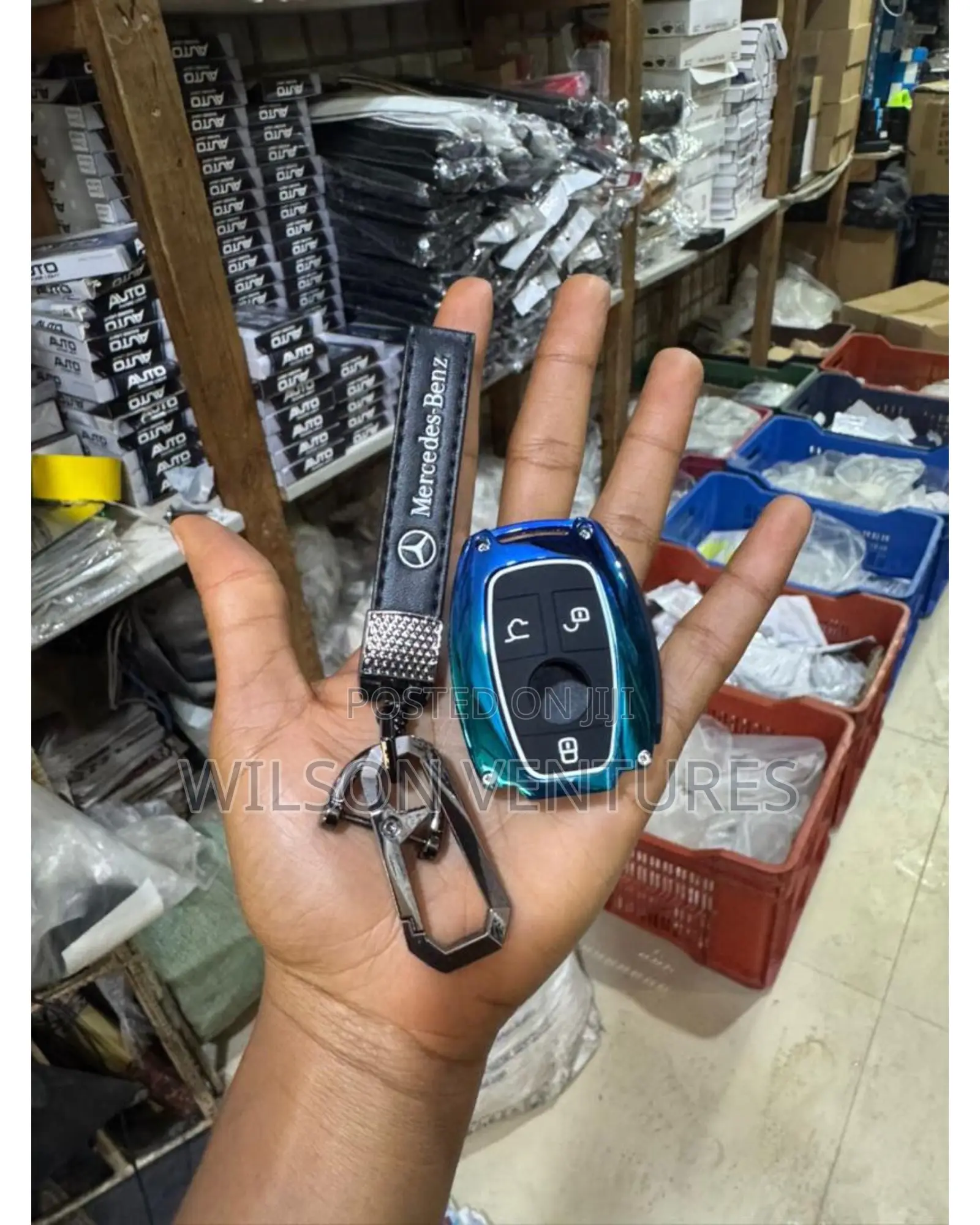 Benz Blue Metal Key Pouch