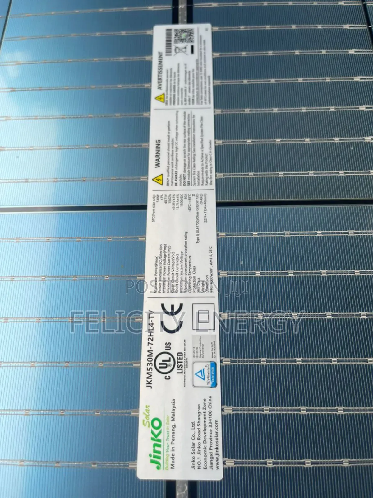 Brand New Jinko Bifacial Solar Panel 550watt