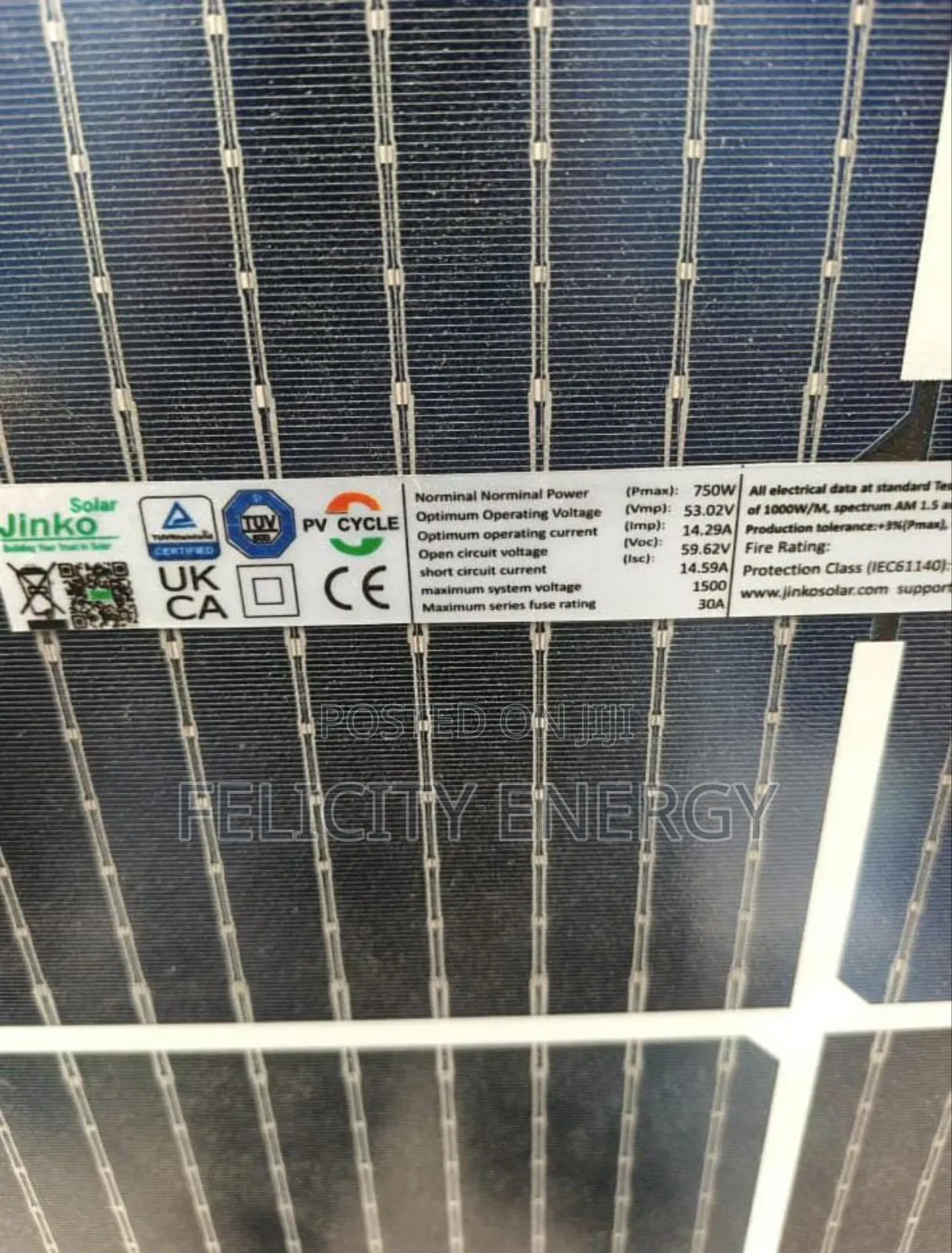 750watt Jinko Solar Panel//144 Cells// Mono