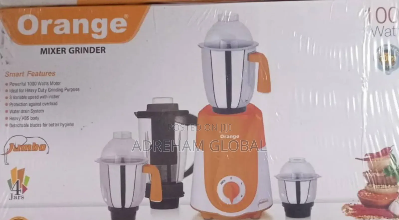 Orange 4in 1 Mixer Grinder Blender 1000watts