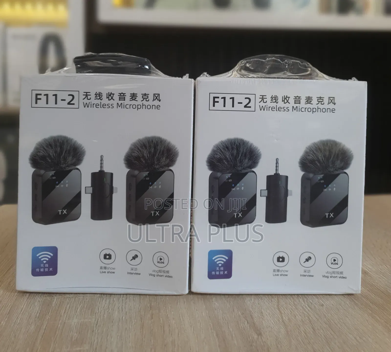 Dual Noise Cancelling Wireless F11-2 Microphone With 3 In 1