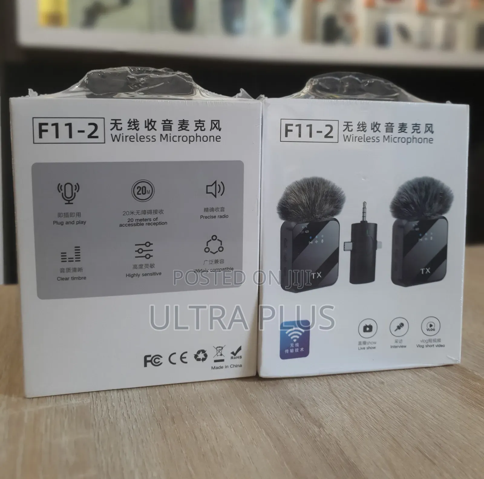 Dual Noise Cancelling Wireless F11-2 Microphone With 3 In 1