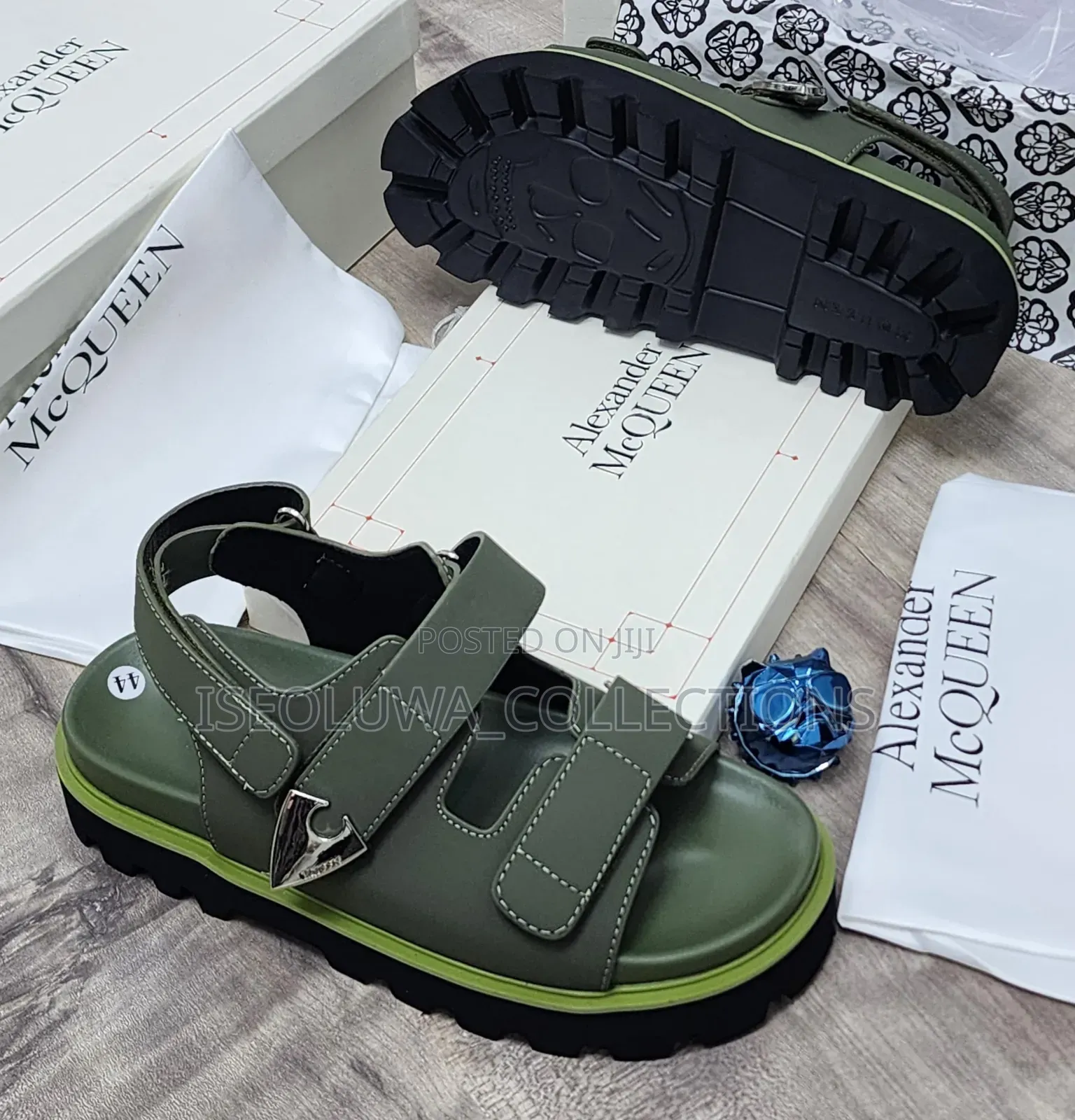 Alexander McQueen Chunky Leather Velcro Sandals
