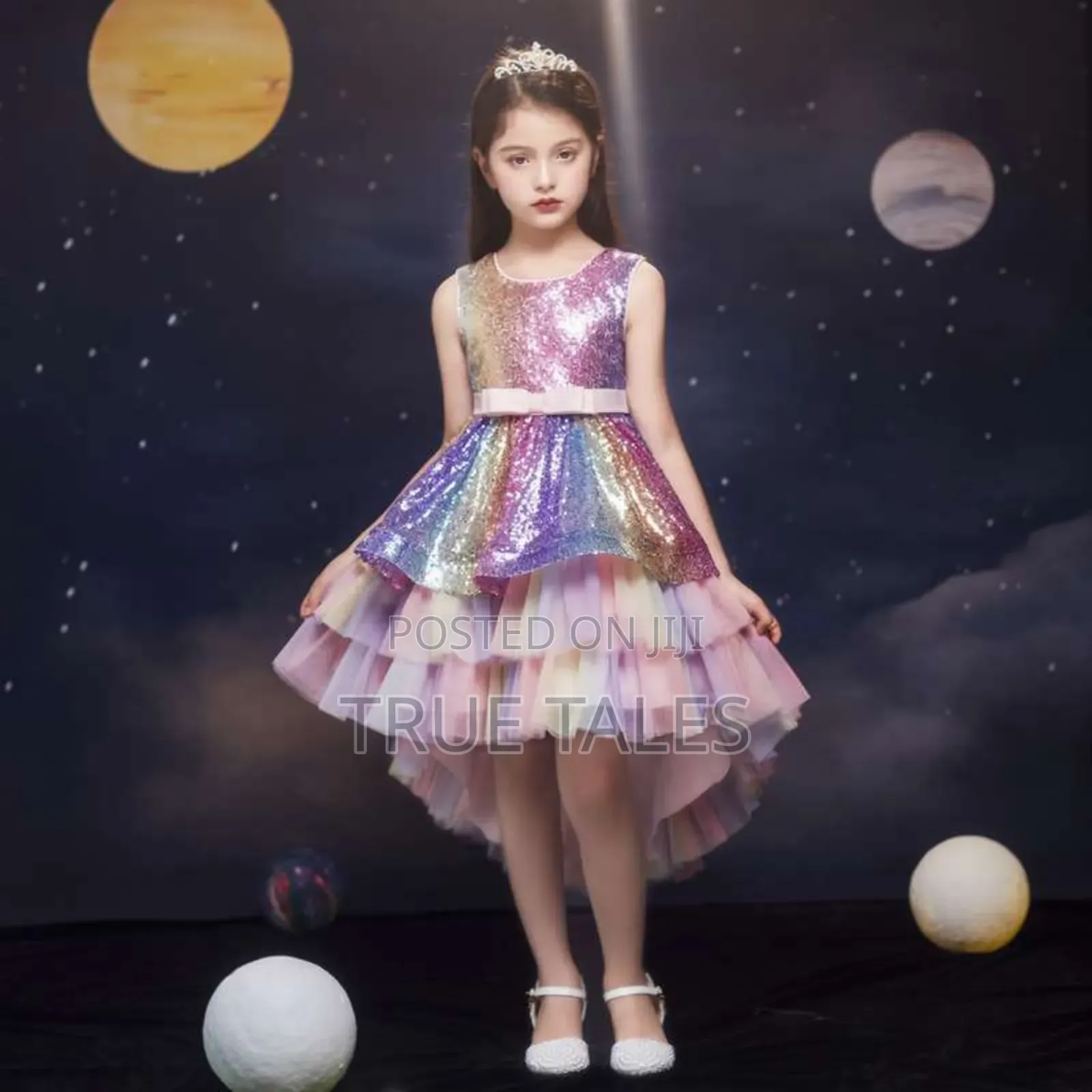 Princess Multicolored Ball Gown Tail Dress For Ages 2 To 11 Years