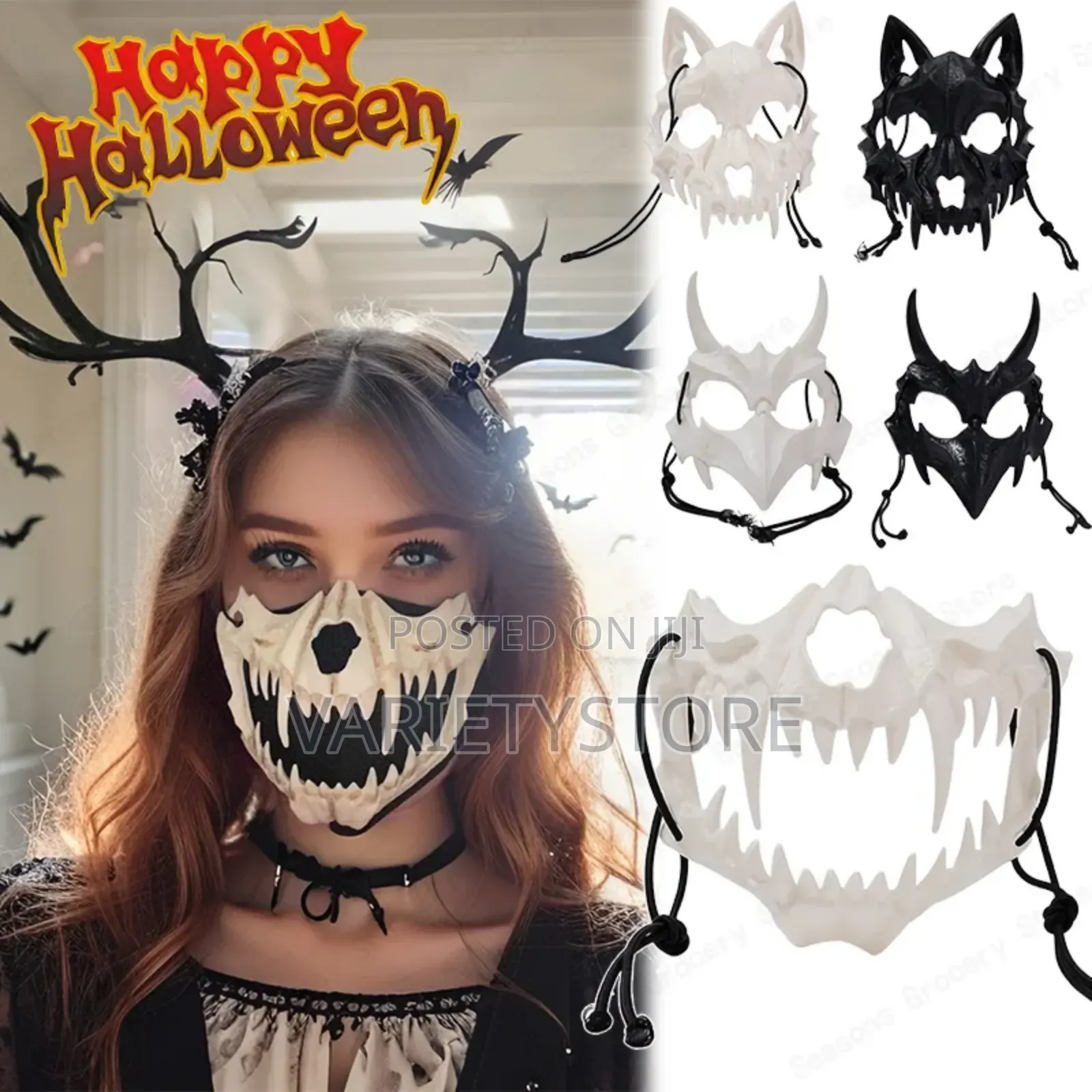 Animal Skeleton Halloween Prop Half Mask