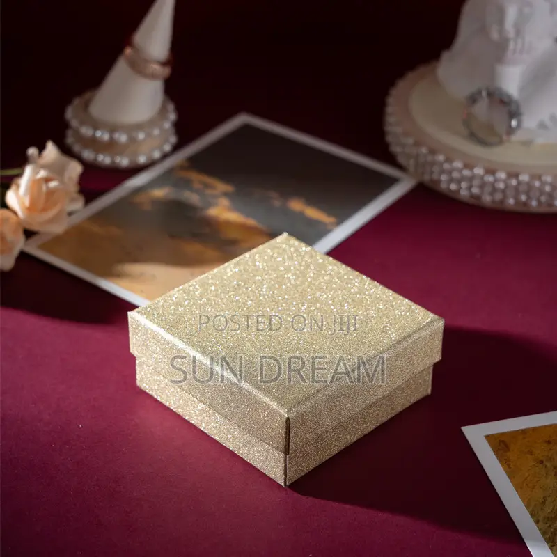 Golden Gift Box Earrings Boxes Jewelry Box Necklace Display