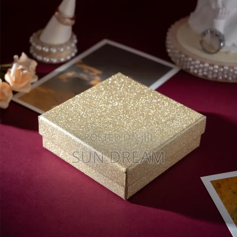 Golden Gift Box Earrings Boxes Jewelry Box Necklace Display