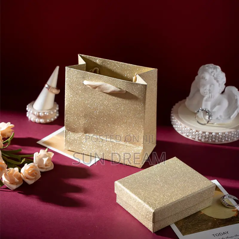 Golden Gift Box Earrings Boxes Jewelry Box Necklace Display