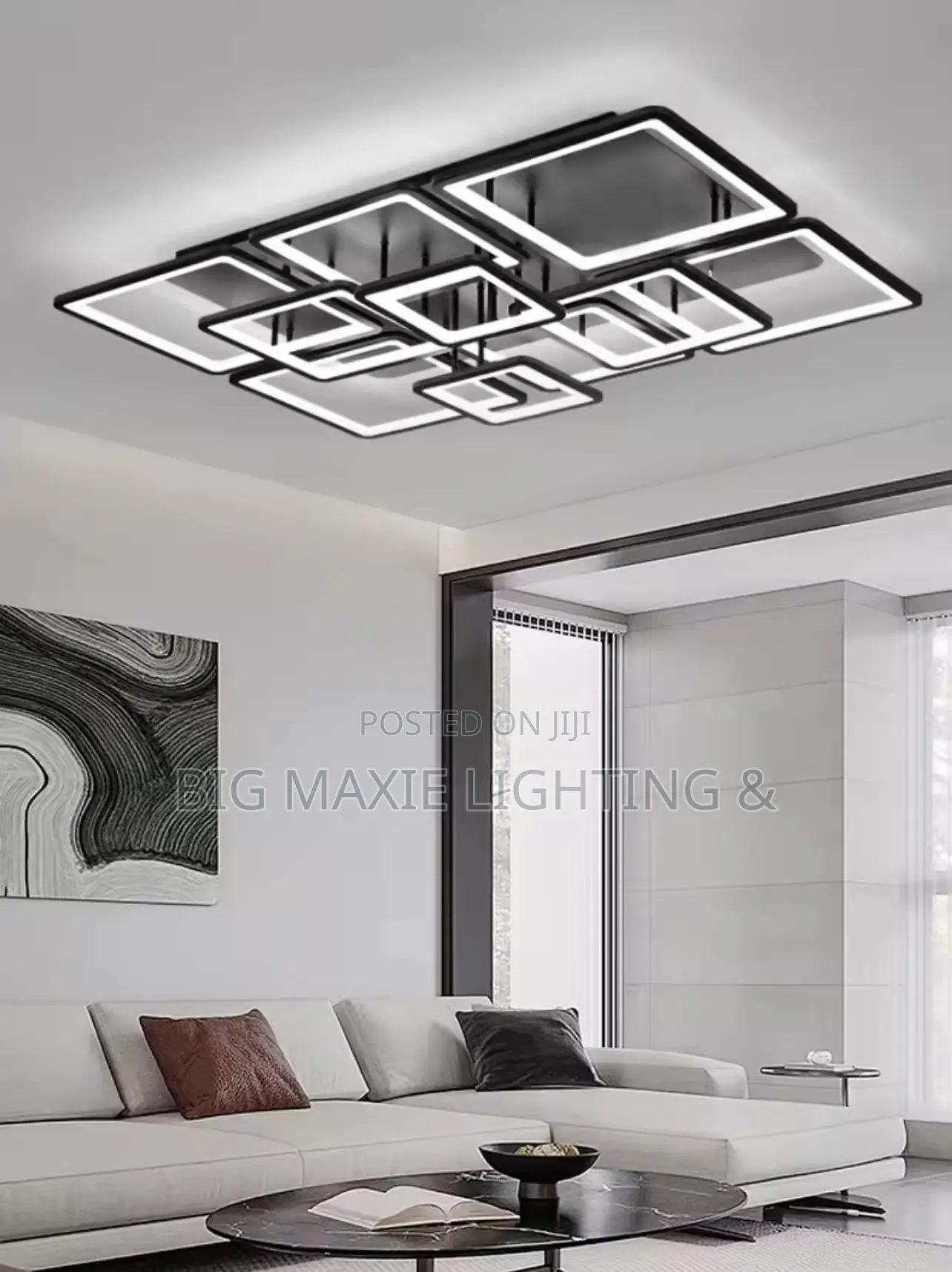 Modern Luxury Acrylic Black Body Living Room Chandelier With Remote