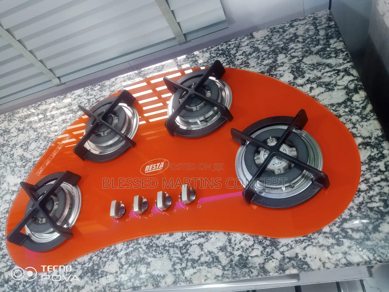 Colored Curved 4 Ways Gas Burner