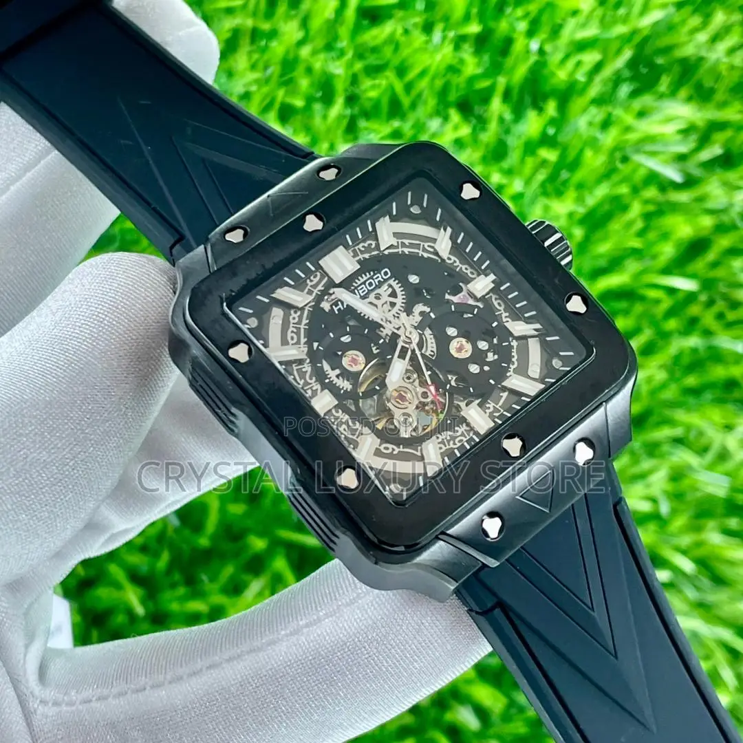Hanboro Quality Luxury Men Rubber Strap Wristwatch