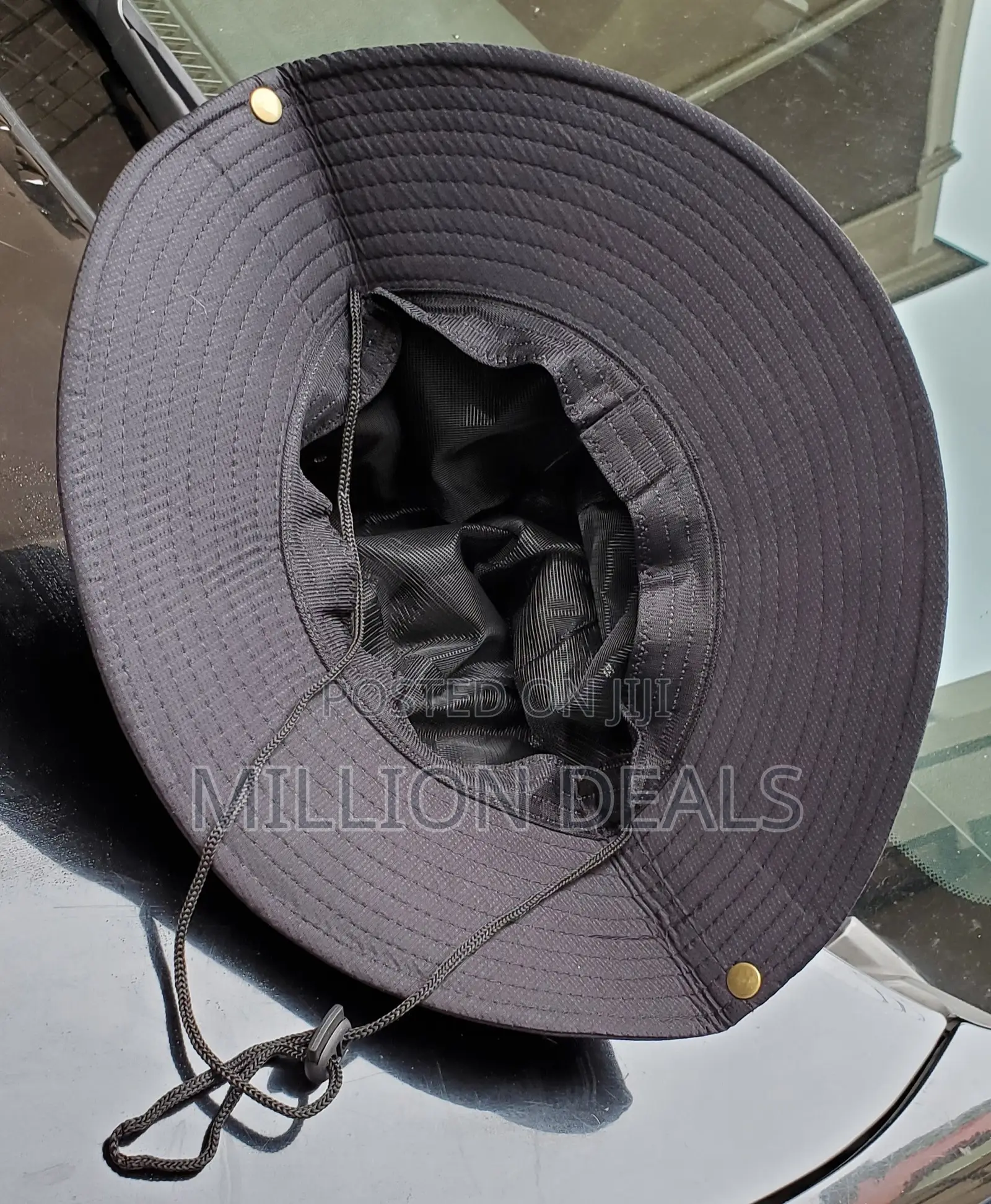 Classic Black Unique Bucket Hat With Rope