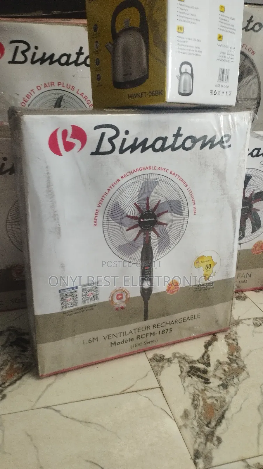 Binatone Rechargeable Standing Fan Rcfm-1875