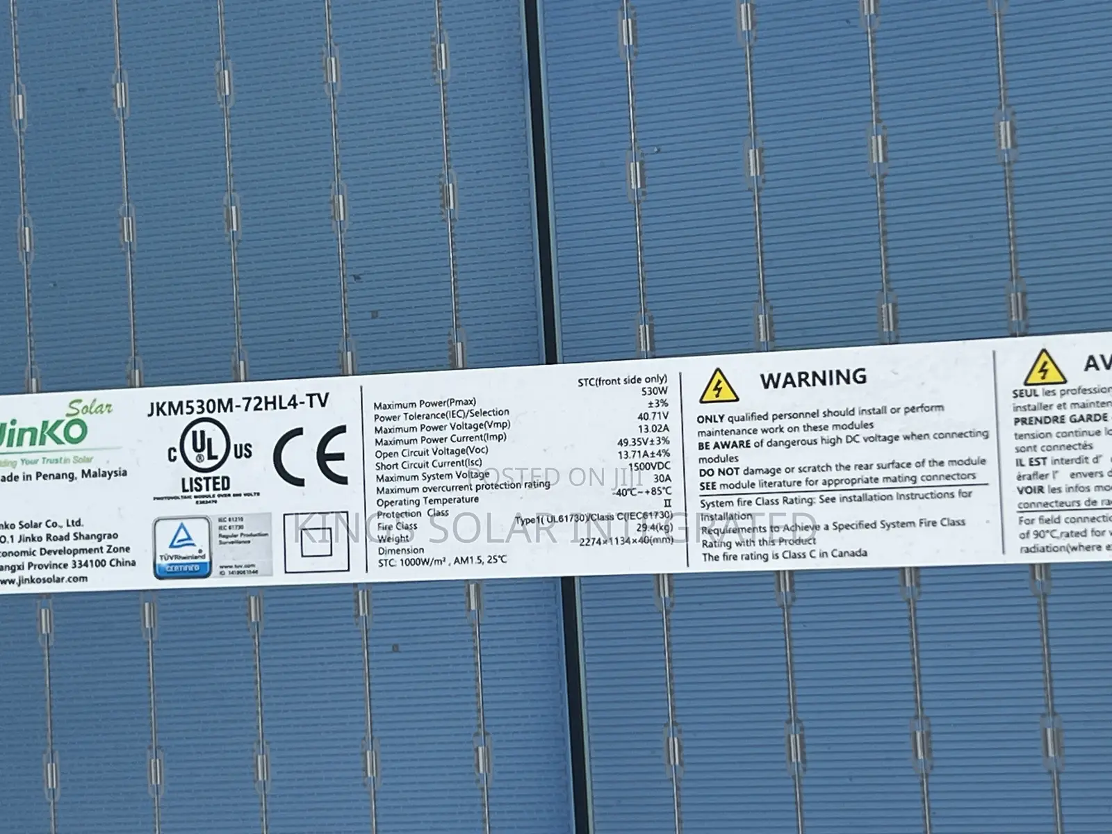 Brand New Jinko Byfetcher Panel 530w