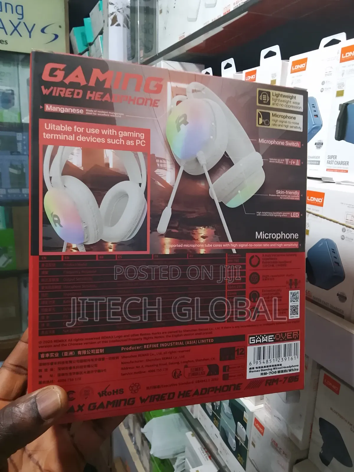 Remax Rm-706 White Gaming Headphones With RGB – Usb Aux