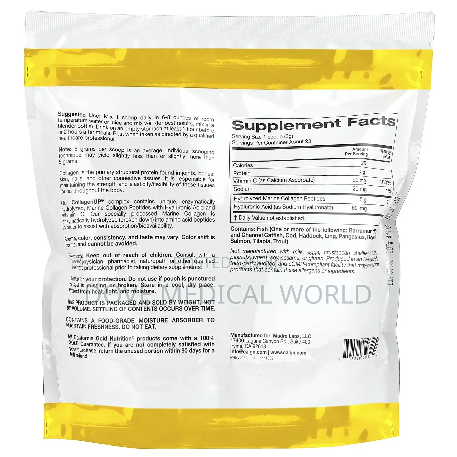 Hydrolyzed Marine Collagen Peptides With Hyaluronic Acid And Vitamin C