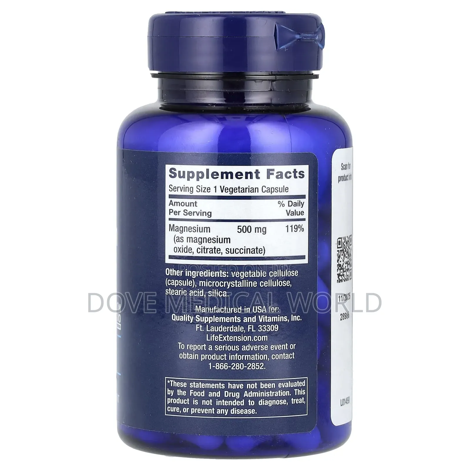 Magnesium Caps, 500 Mg, 100 Vegetarian Capsules
