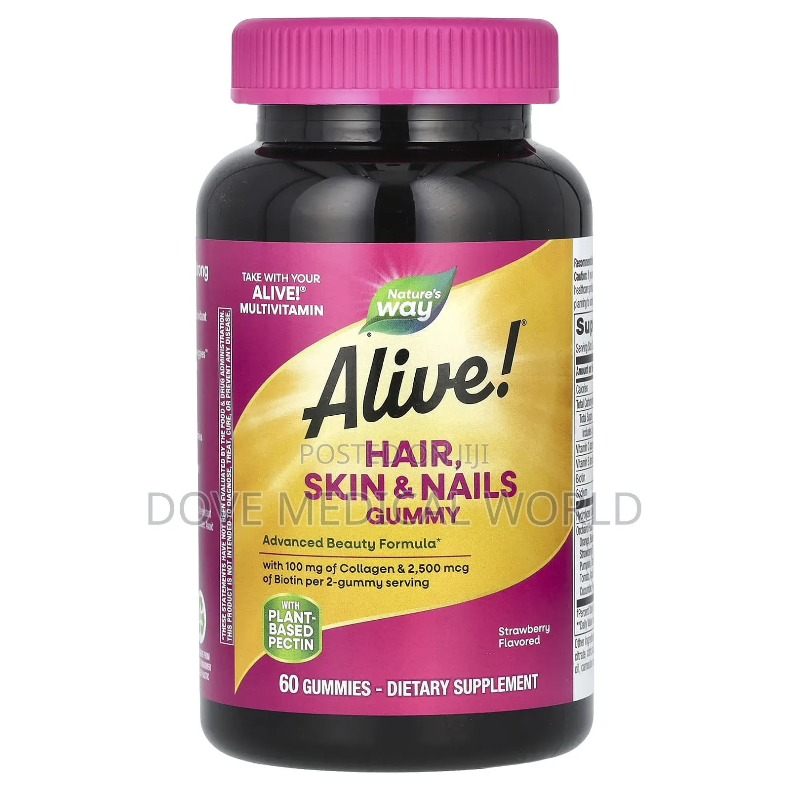 Alive! Hair, Skin Nails Gummies, Strawberry, 60 Gummies
