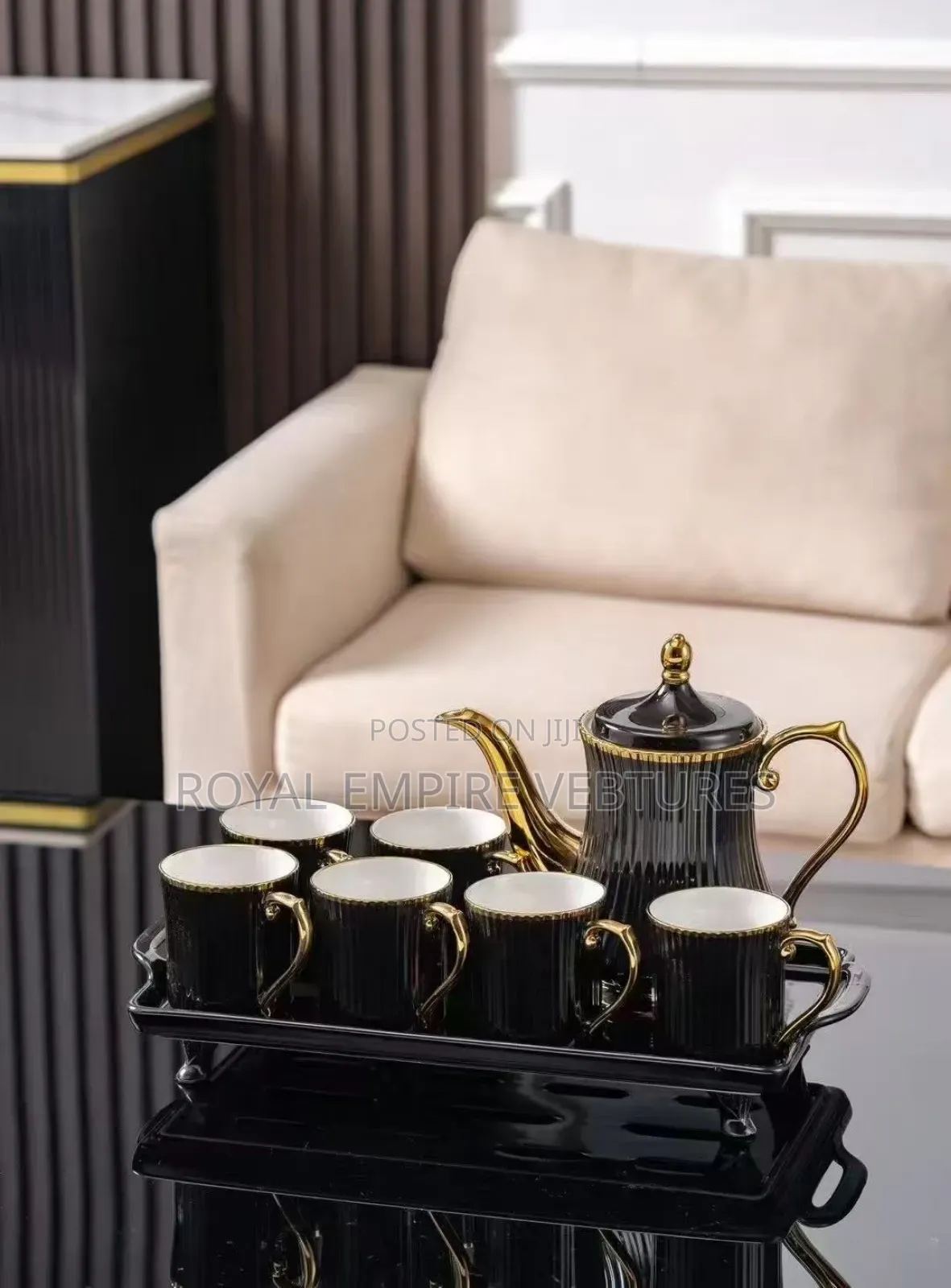 8pcs Tea and Coffee Set Cup and Jug With Tray