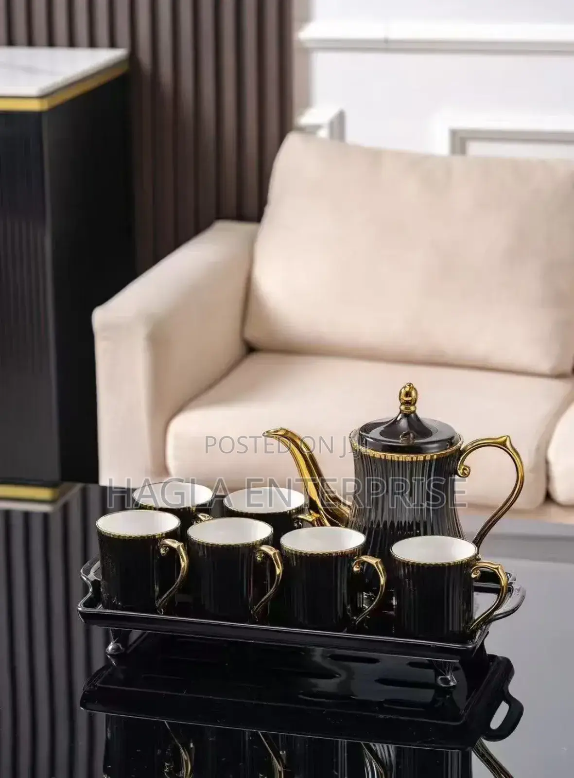 8pcs Tea and Coffee Set Cup and Jug With Tray