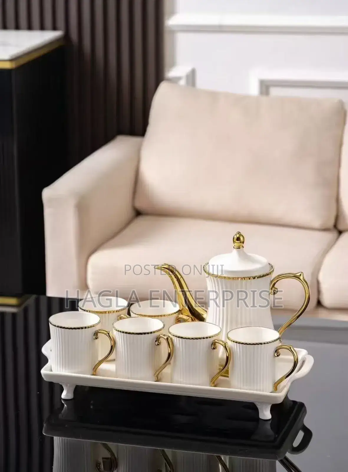 8pcs Tea and Coffee Set Cup and Jug With Tray