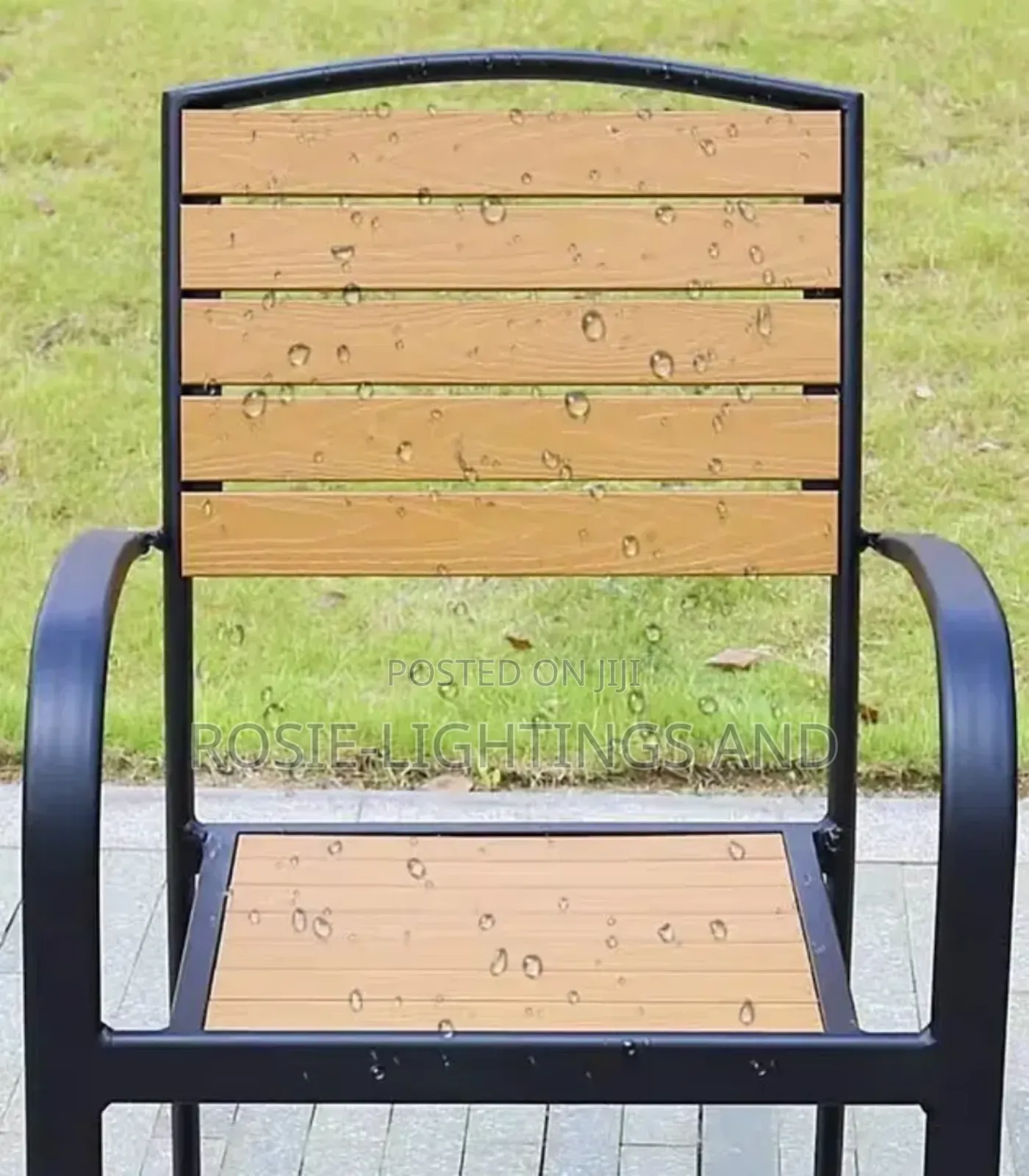 Outdoor Set of Plastic Wood / Metal Table and Chairs ( by 4)