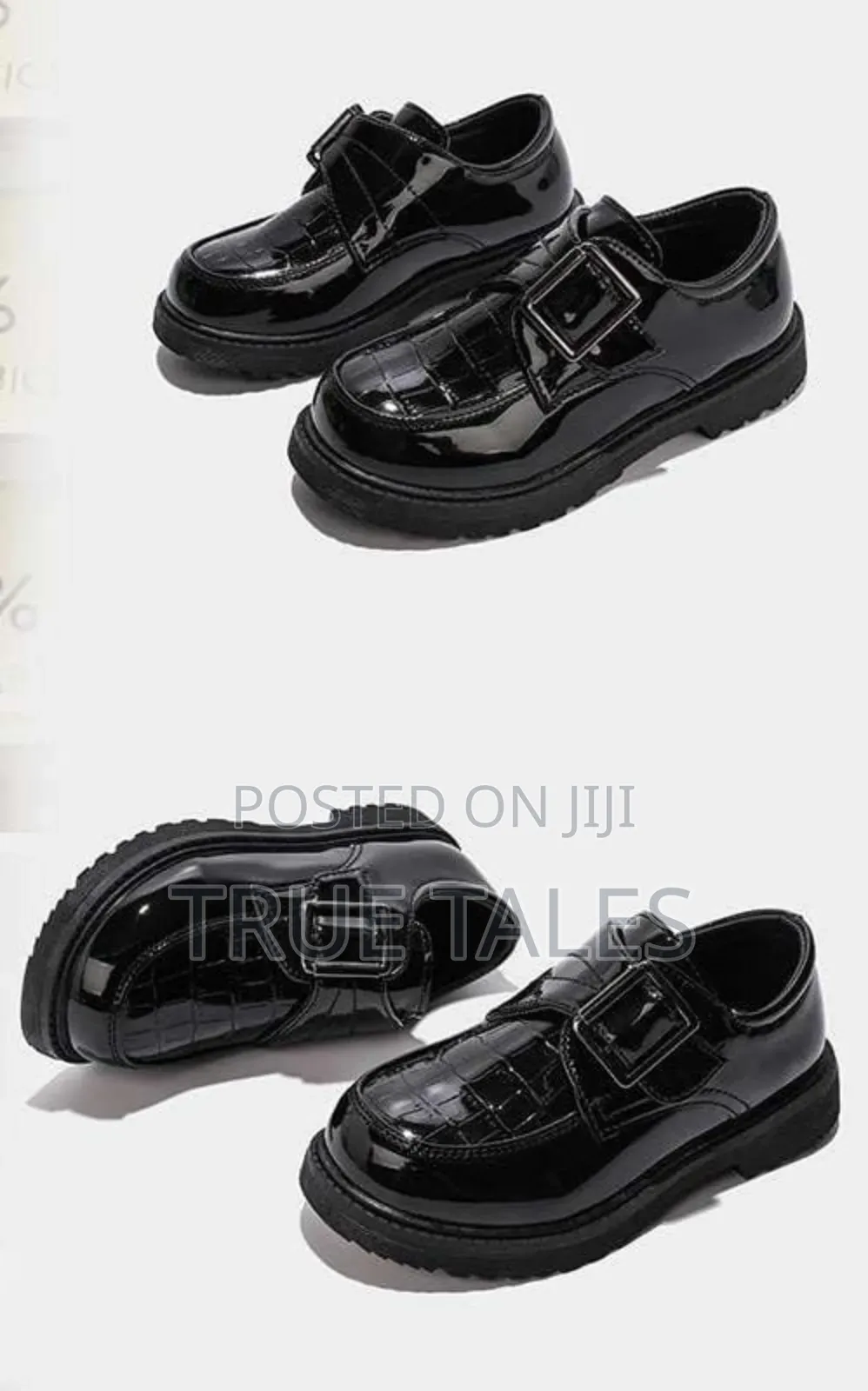 Boys Glossy Buckle Covered Shoe