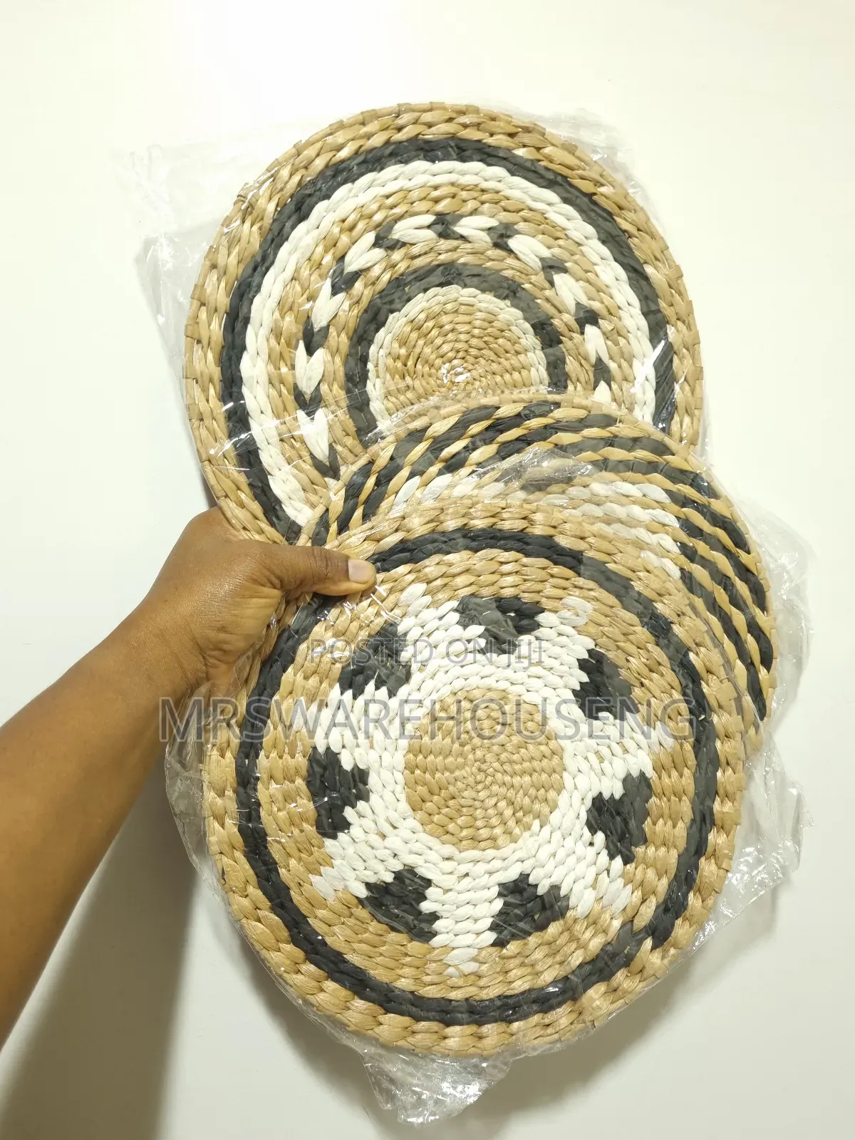Set of 3 Decorative Bulrush Woven Basket Wall Decor 30cm×11.8inch