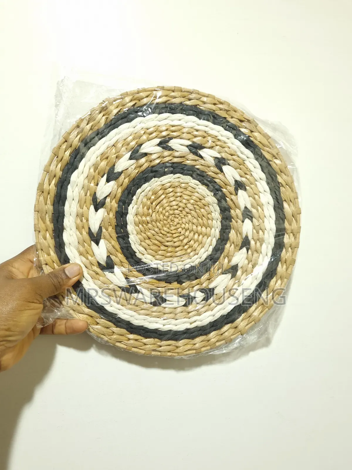 Set of 3 Decorative Bulrush Woven Basket Wall Decor 30cm×11.8inch