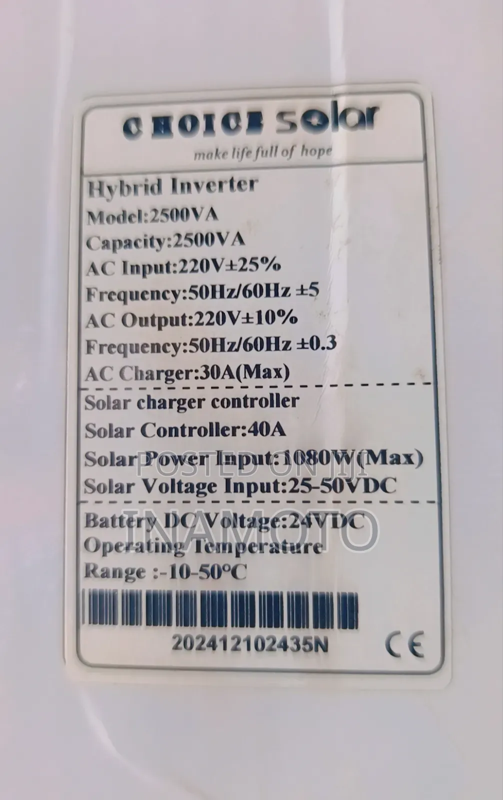 2,5kva Hybrid Inverter
