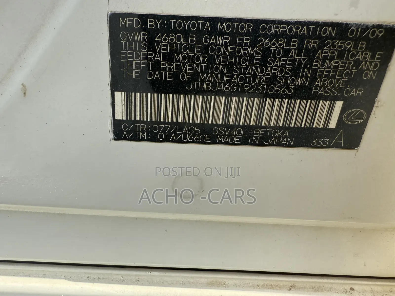 Lexus ES 350 2009 White