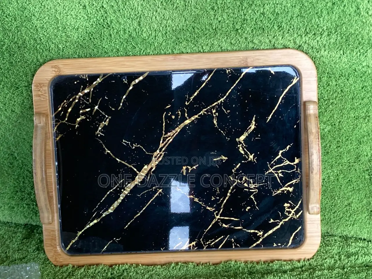 Wooden Tray With Marble Inside
