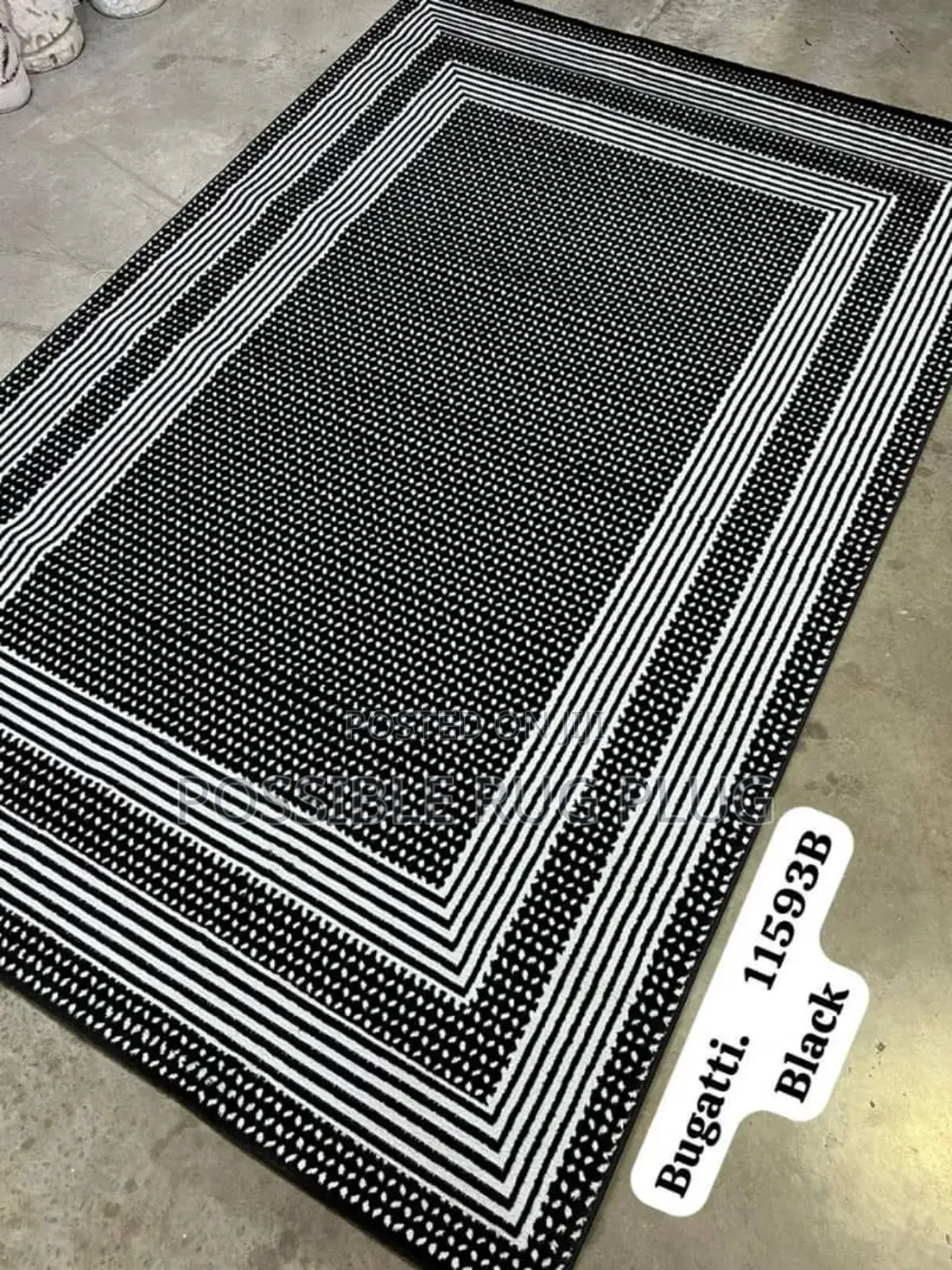 Bugatti Black Turkish Center Rug
