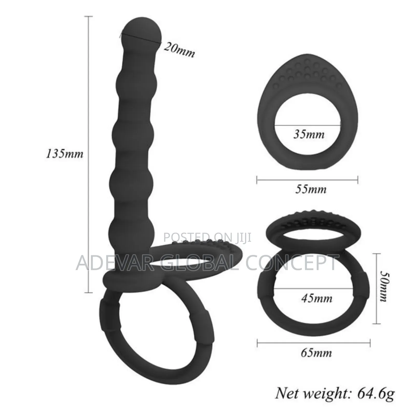 Double Point Ring Silicone Beaded Anal Plug Locking Ring Butt Plug