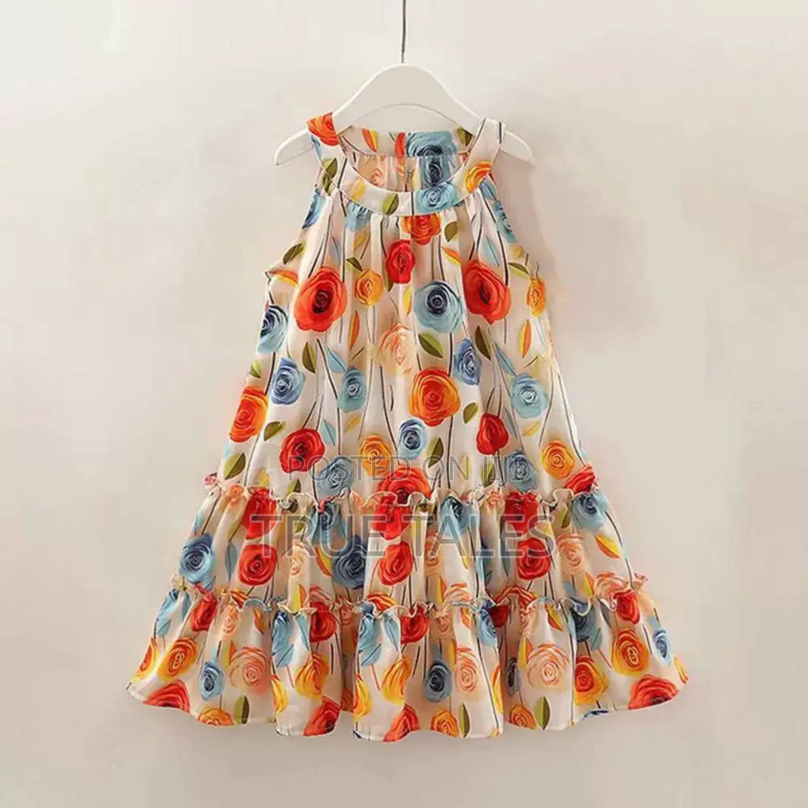 Beautiful Girls Flowery Dress With Matching Cap/Hat