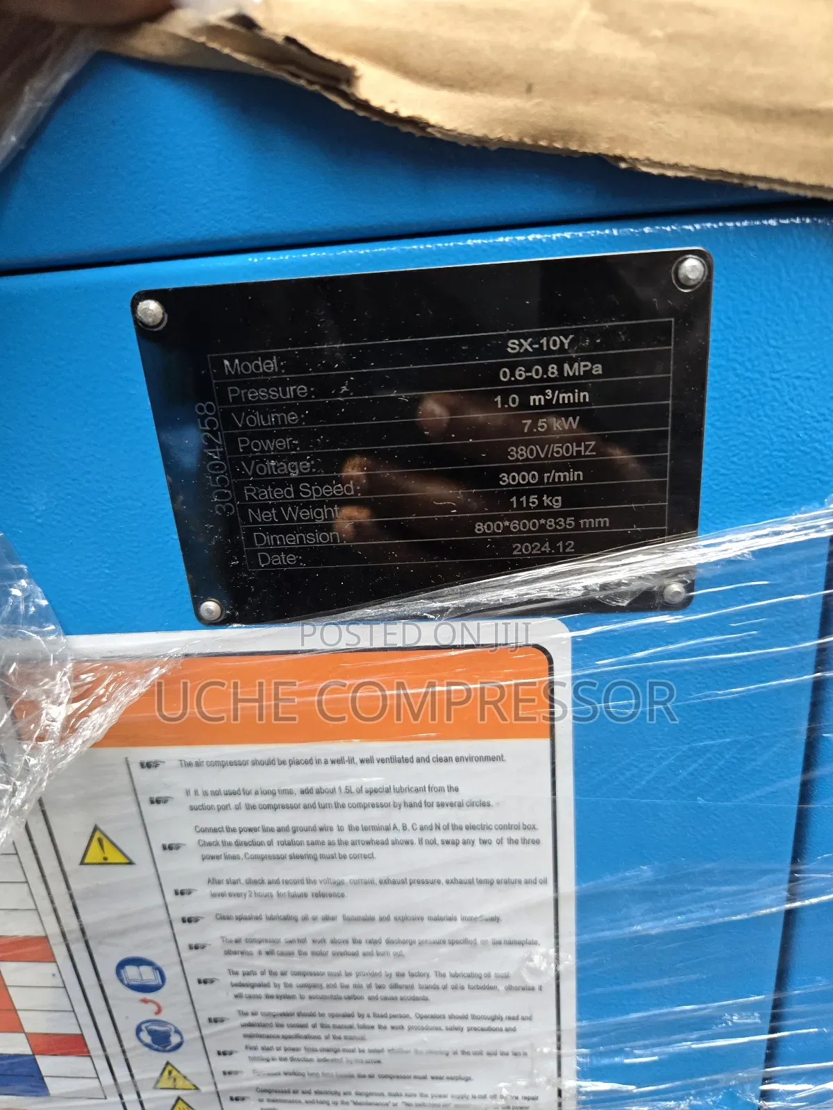 Screw Air Compressor 10hp 7.5kw 10bar