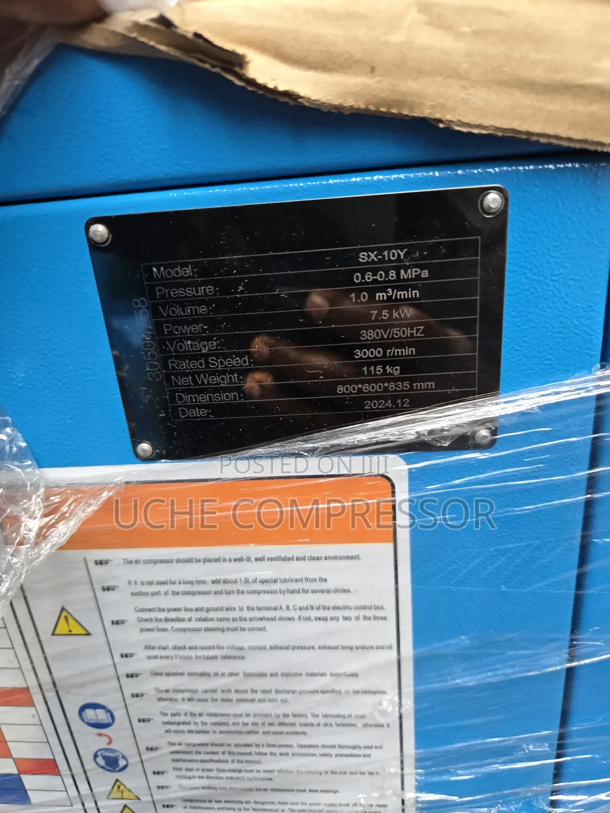 Screw Air Compressor 10hp 7.5kw 10bar
