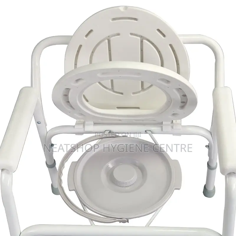 Powder Coated Steel Commode Chair With Plastic Armrest