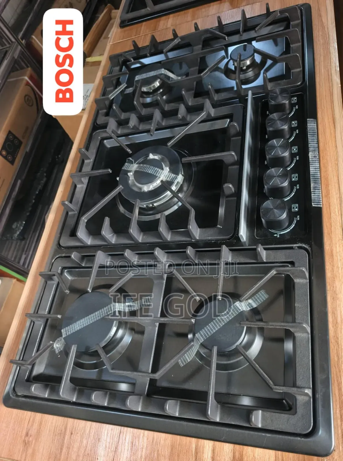 Original High Quality 90cm Inbuilt 5 Burners Black Enamel Gas Cooker