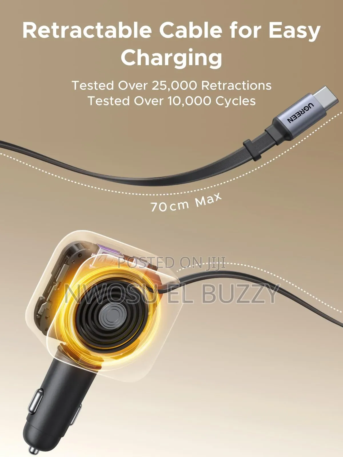 Ugreen 90w Retractable Car Charger,