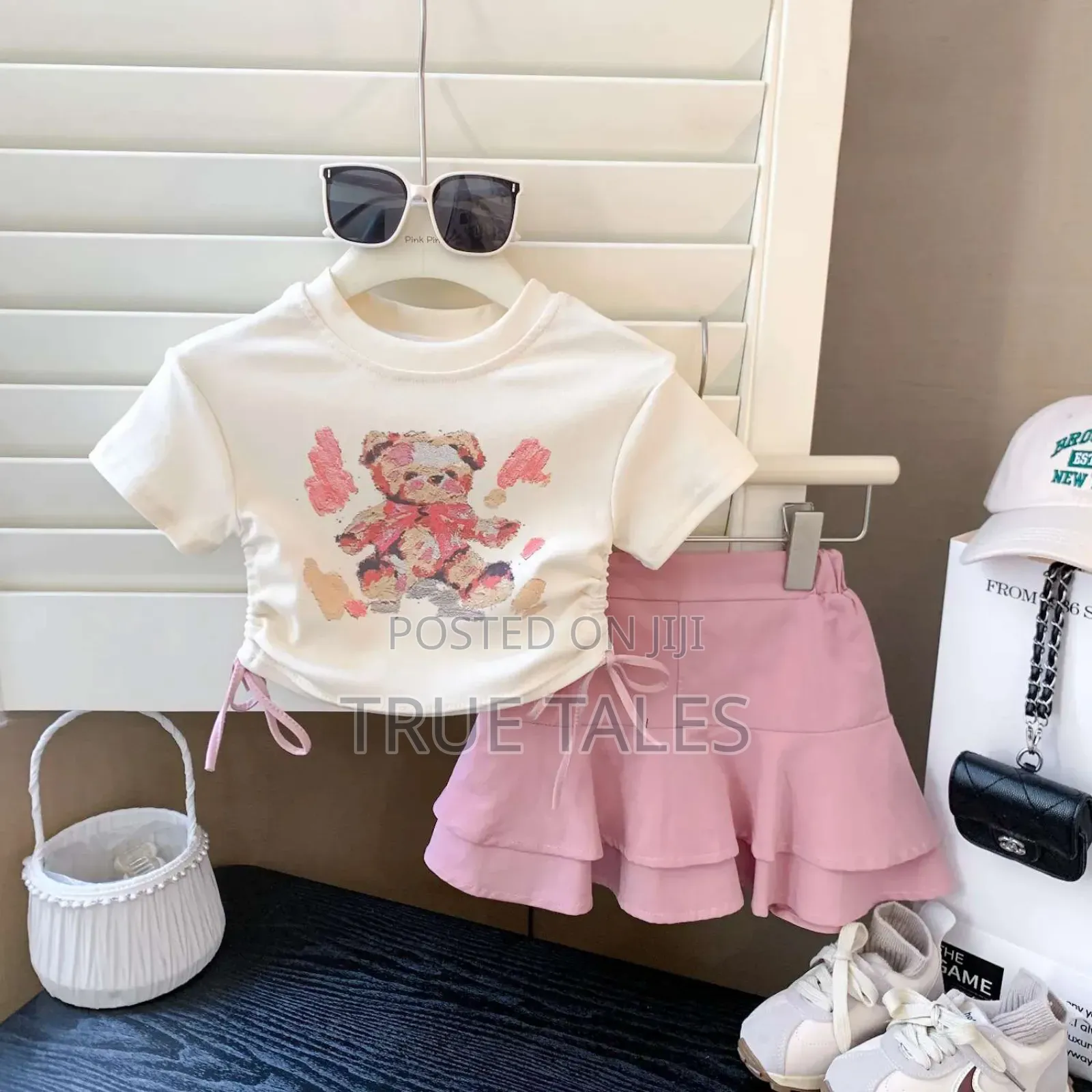 Young Girls' Flared Linen Skirt And Blouse Sets Ages 1 To 8 Years
