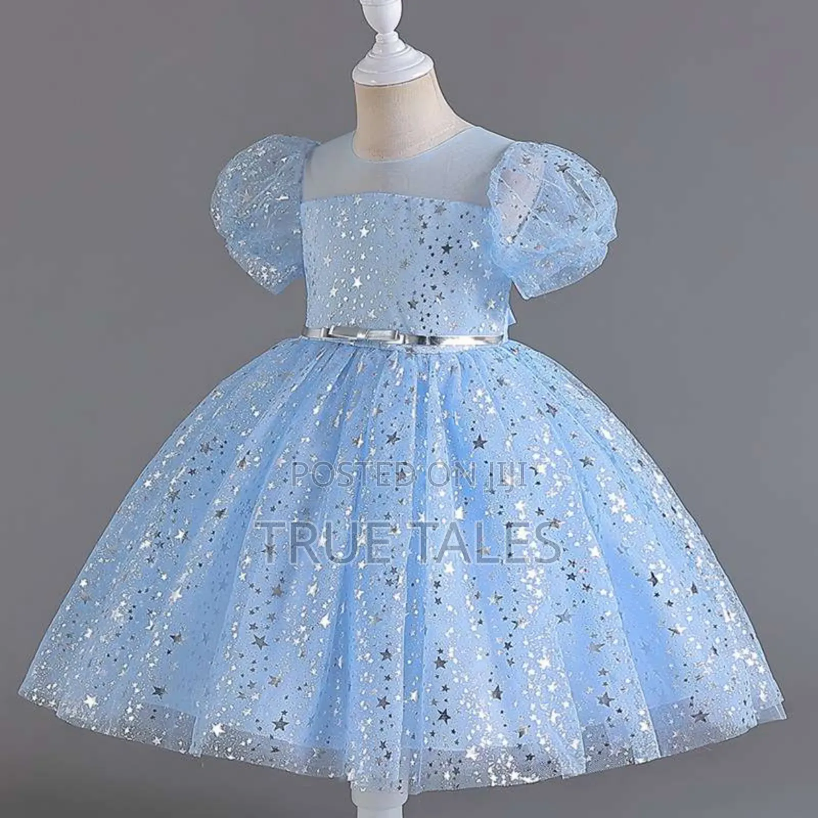 Girls' Gold Stardust Glittery Ballgown Dress Ages 1 To 7 Years