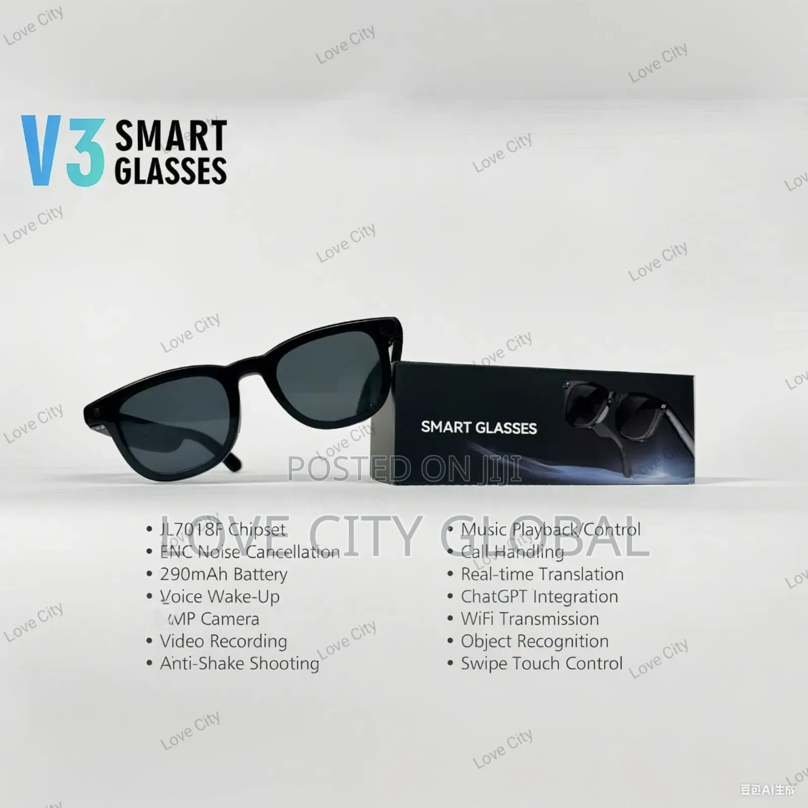 W3 Smart Glass 12mp Camera Picture Video Ai Bt Call Unisex 2 Lens