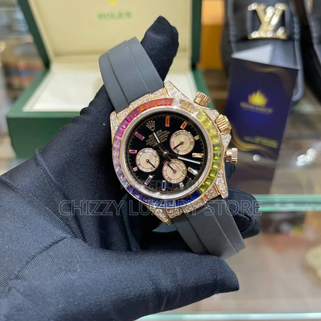 Rolex Quality Luxury Men Rubber Strap Wristwatch